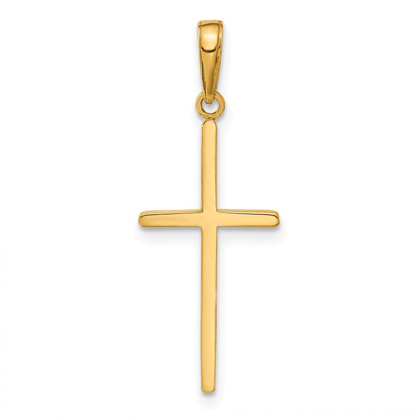 14k Polished Cross Pendant. Chain not Included