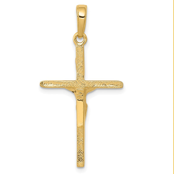 14KT Yellow Gold 34X19MM Crucifix Cross Pendant. Chain Not Included