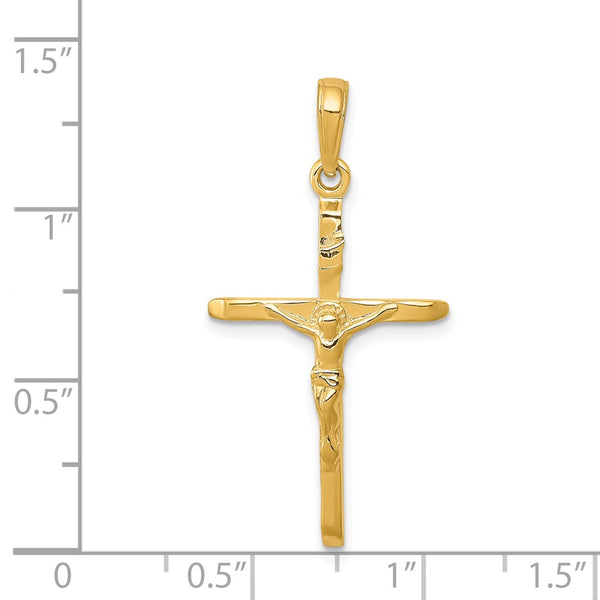 14KT Yellow Gold 34X19MM Crucifix Cross Pendant. Chain Not Included