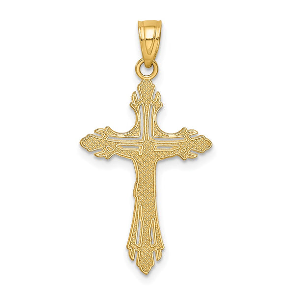 14KT Yellow Gold 32X16MM Diamond-cut Crucifix Cross Pendant. Chain Not Included