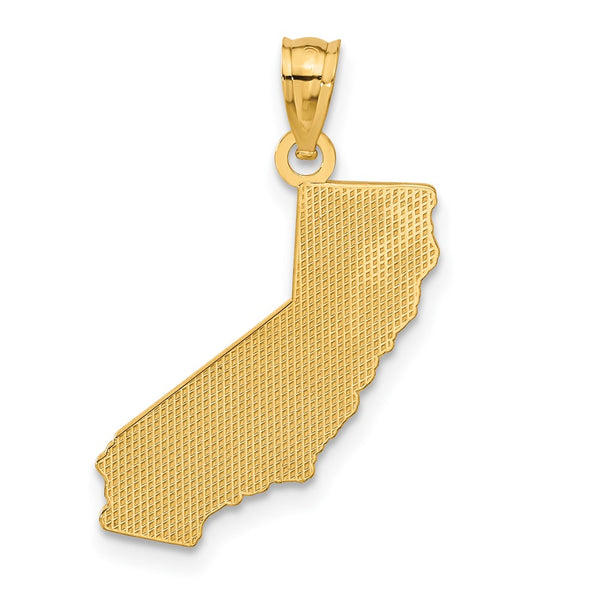 14KT Yellow Gold 25X16MM California State Pendant. Chain Not Included