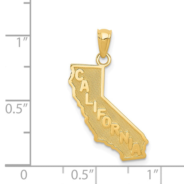 14KT Yellow Gold 25X16MM California State Pendant. Chain Not Included