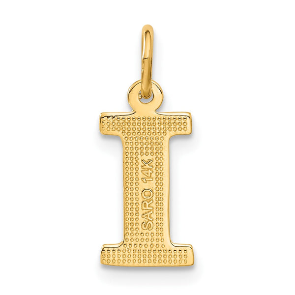 14k Solid Satin Diamond-cut Initial I Charm