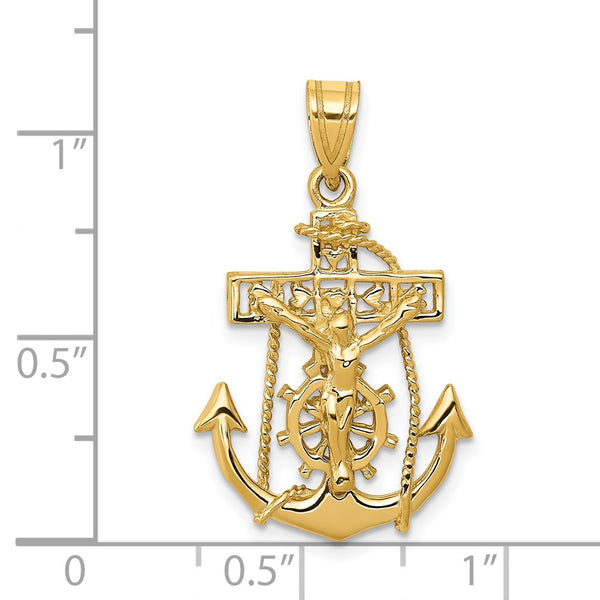 14KT Yellow Gold 29X18MM Mariners Cross Pendant-Chain Not Included