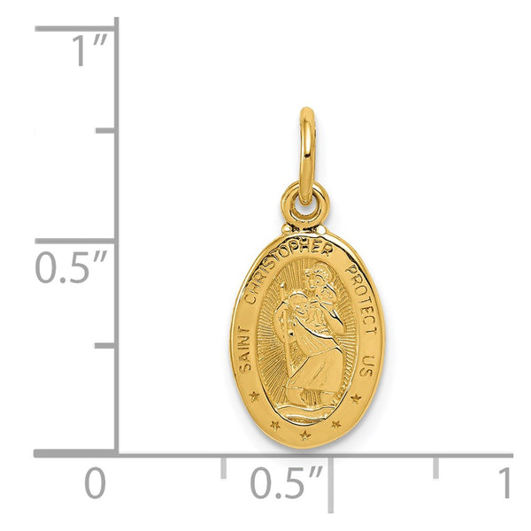 14KT Yellow Gold 21X10MM Medal Saint Christopher Pendant. Chain Not Included