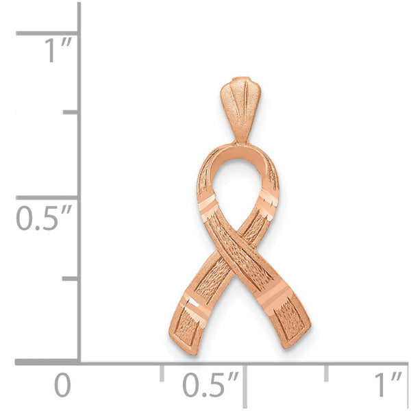 14KT Rose Gold 22X10MM Diamond-cut Awareness Pendant. Chain Not Included