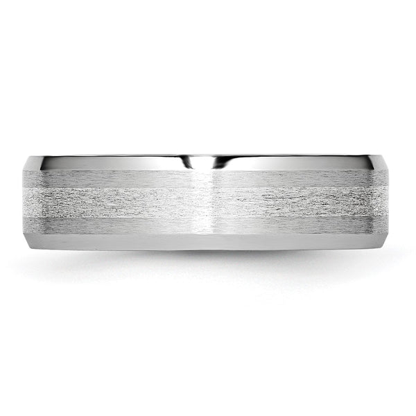 Cobalt Sterling Silver Inlay Satin/Polished 6mm Beveled Edge Band