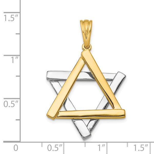 14KT White and Yellow Gold 39X24MM Star Of David Pendant-Chain Not Included