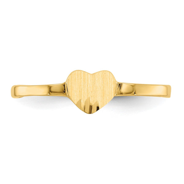 14KT Yellow Gold Childrens Heart Signet Ring; Size 4