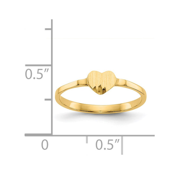 14KT Yellow Gold Childrens Heart Signet Ring; Size 4