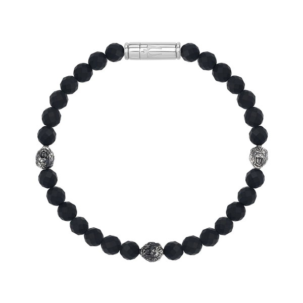 Bulova Marc Anthony Collection Sterling Silver and Onyx Bracelet