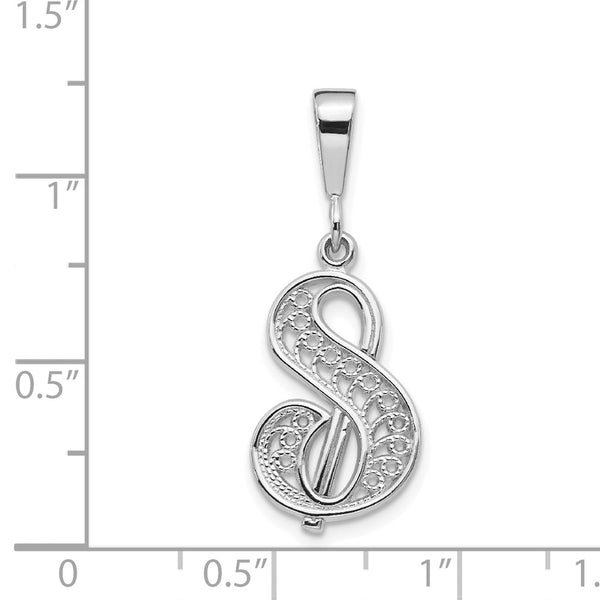 14KT White Gold Filigree Initial Pendant; Initial S. Chain not Included