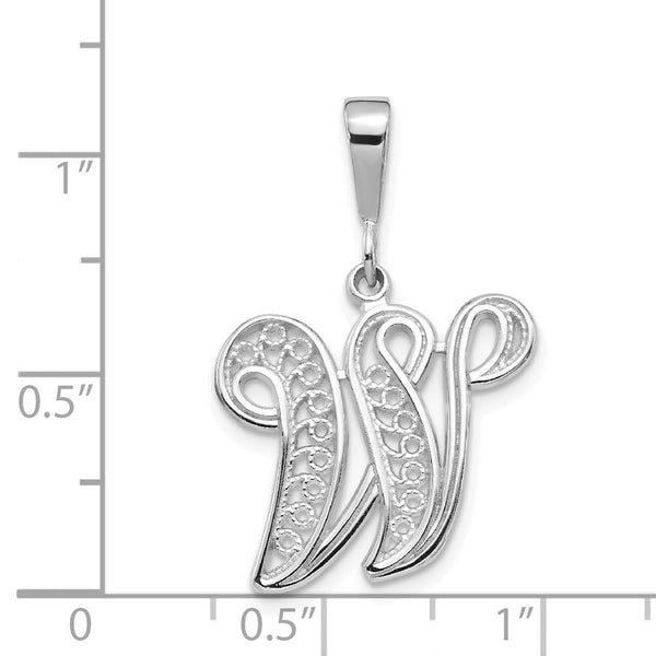 14KT White Gold Filigree Initial Pendant; Initial W. Chain not Included