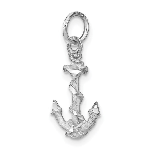 14KT White Gold 22X10MM 10MM Three Dimensional Anchor Pendant-Chain Not Included