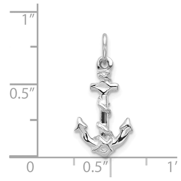 14KT White Gold 22X10MM 10MM Three Dimensional Anchor Pendant-Chain Not Included