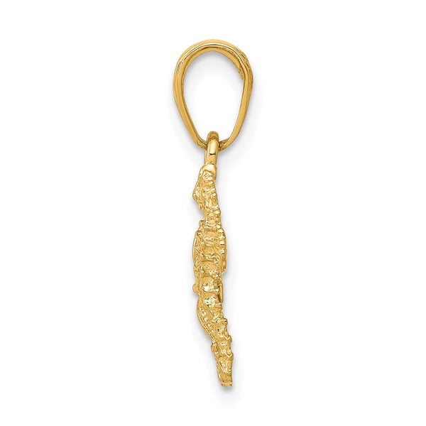 14KT Yellow Gold 19X11MM Seahorse and Starfish Pendant. Chain Not Included