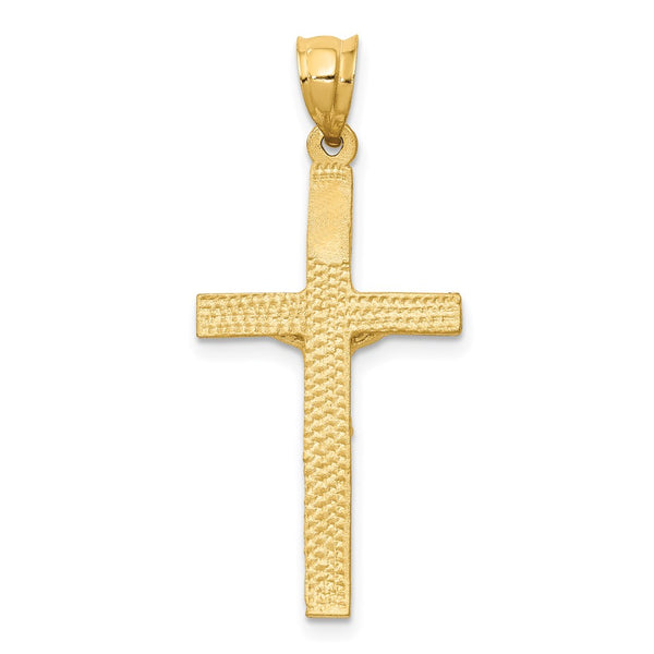 14KT Yellow Gold 34X17MM Crucifix Cross Pendant. Chain Not Included