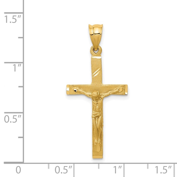 14KT Yellow Gold 34X17MM Crucifix Cross Pendant. Chain Not Included