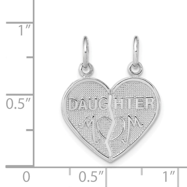 14KT White Gold 23X18MM Daughter Mom Break Apart Charm. Chain not Included