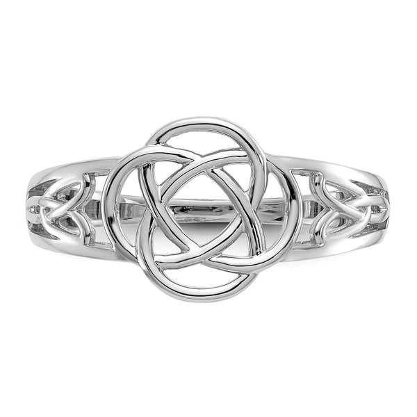 14KT White Gold Celtic Knot Ring; Size 7