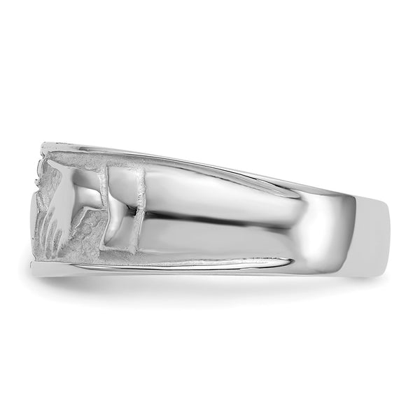 14KT White Gold Claddagh Ring; Size 6