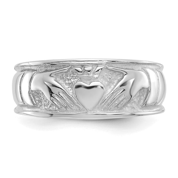 14KT White Gold Claddagh Ring; Size 6