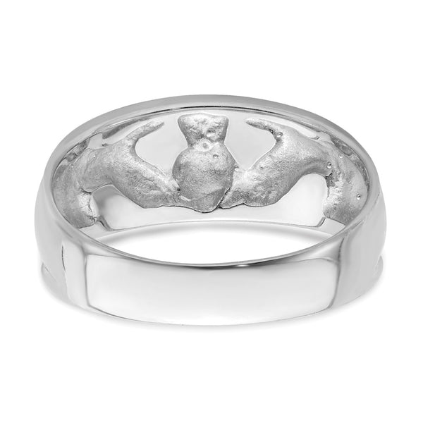 14KT White Gold Claddagh Ring; Size 6