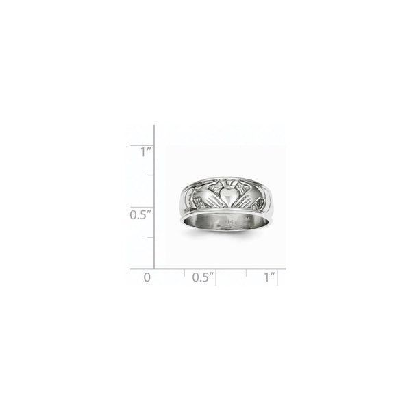 14KT White Gold Claddagh Ring; Size 6