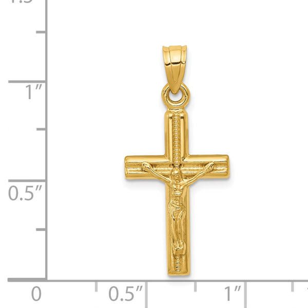 14k Hollow Crucifix Pendant. Chain not Included