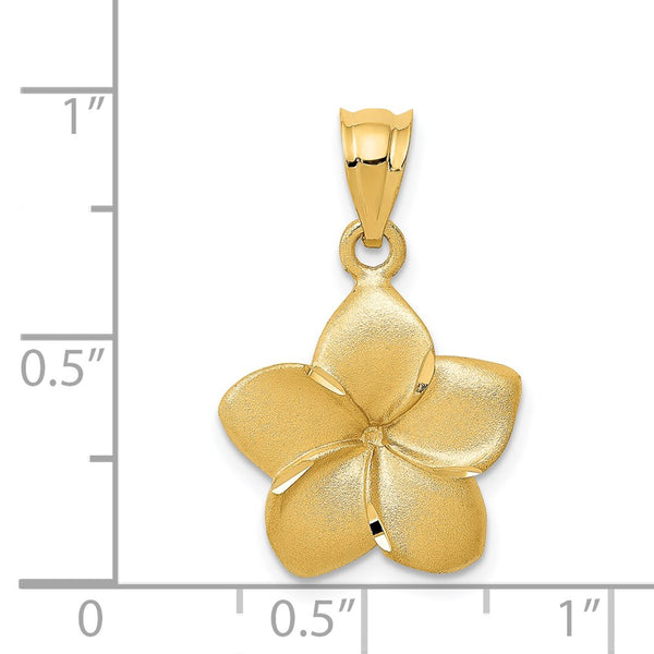 14KT Yellow Gold 24X15MM Flower Pendant. Chain Not Included