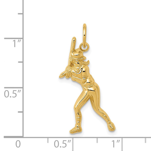 14k Female Softball Batter Charm