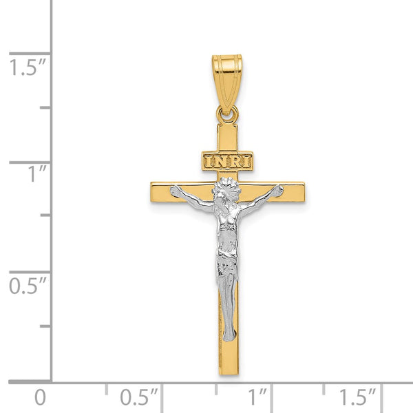 14K Two-tone INRI Crucifix Pendant. Chain not Included