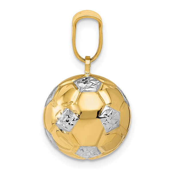 14KT Yellow and White Gold 19X12MM Soccer Ball Charm