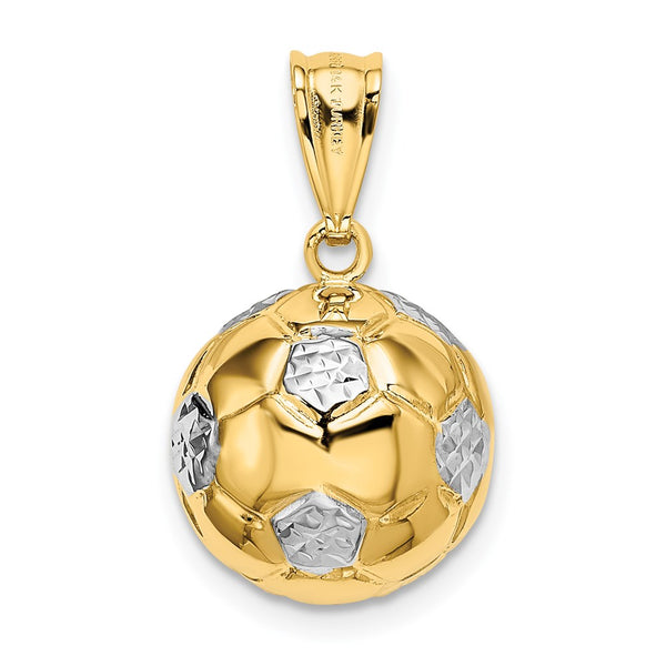 14KT Yellow and White Gold 19X12MM Soccer Ball Charm