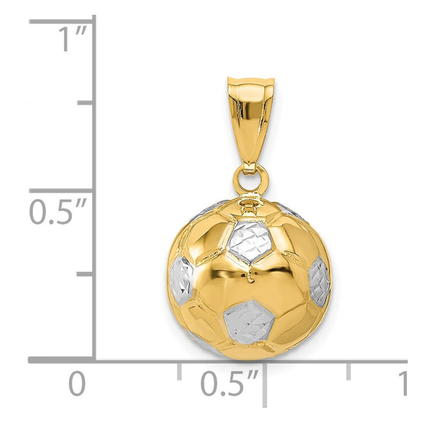 14KT Yellow and White Gold 19X12MM Soccer Ball Charm