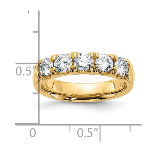 4MM Round Moissanite Anniversary 5-Stone Ring in 14KT Yellow Gold; Size 7