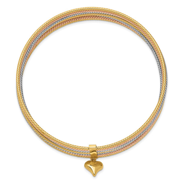 14KT Gold Tri-Color 8-inch 1MM Bangle Seminario Bracelet