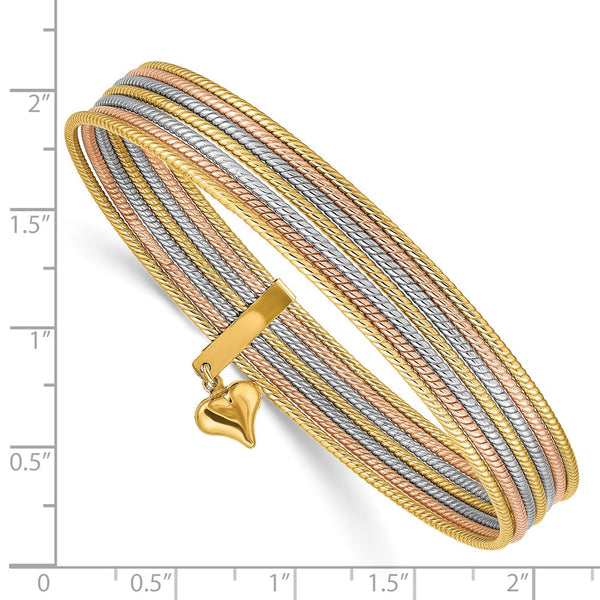 14KT Gold Tri-Color 8-inch 1MM Bangle Seminario Bracelet