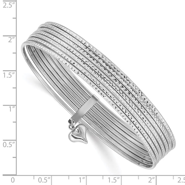 14KT White Gold 8-inch 1MM Bangle Seminario Bracelet