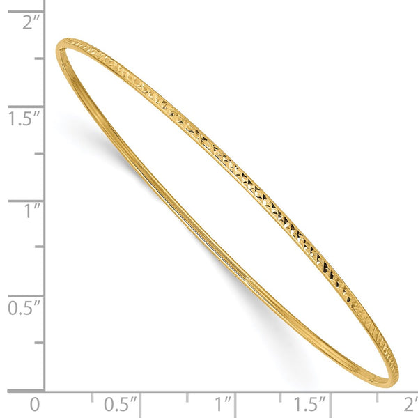 14KT Yellow Gold 8-inch 1.5MM Diamond-cut Bangle Slip-On Bracelet