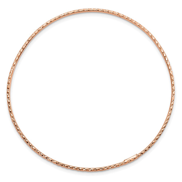 14KT Rose Gold 85-inch 1.5MM Diamond-cut Bangle Slip-On Bracelet