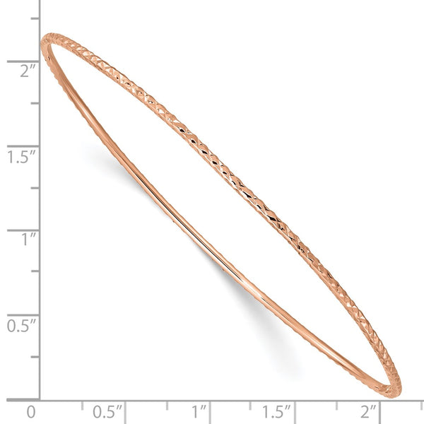 14KT Rose Gold 85-inch 1.5MM Diamond-cut Bangle Slip-On Bracelet