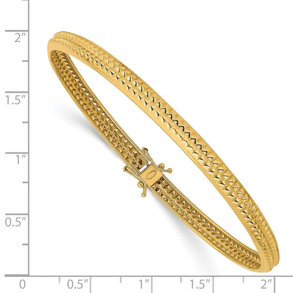 14KT Yellow Gold 8-inch 5MM Safety Clasp Flexible Bangle Bracelet