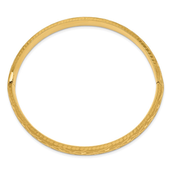 14KT Yellow Gold 7-inch 9MM Hinged Safety Clasp Bangle Bracelet