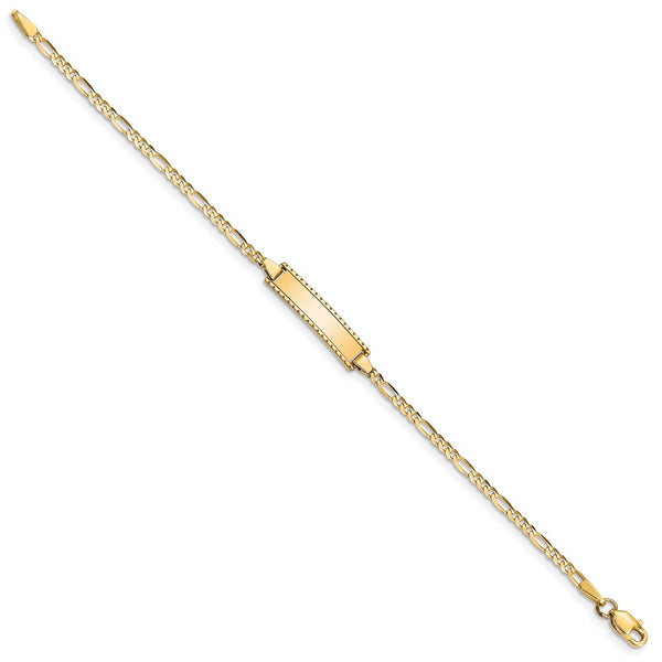 14KT Yellow Gold 6-inch 6MM Childrens Lobster Clasp Figaro ID Bracelet