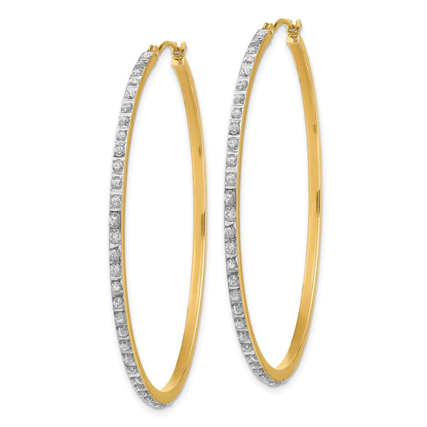 Diamond Fascination 14KT Yellow Gold 46X2MM Diamond Accent Hoop Earrings