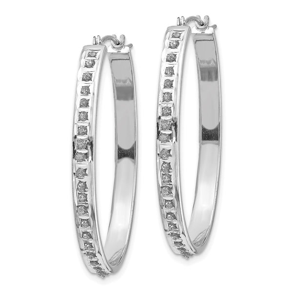 Diamond Fascination 14KT White Gold 37X4MM Diamond Accent Hoop Earrings