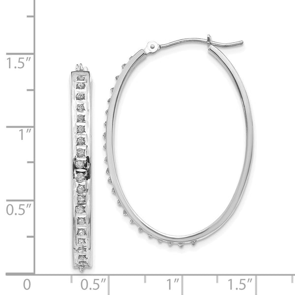 Diamond Fascination 14KT White Gold 37X4MM Diamond Accent Hoop Earrings