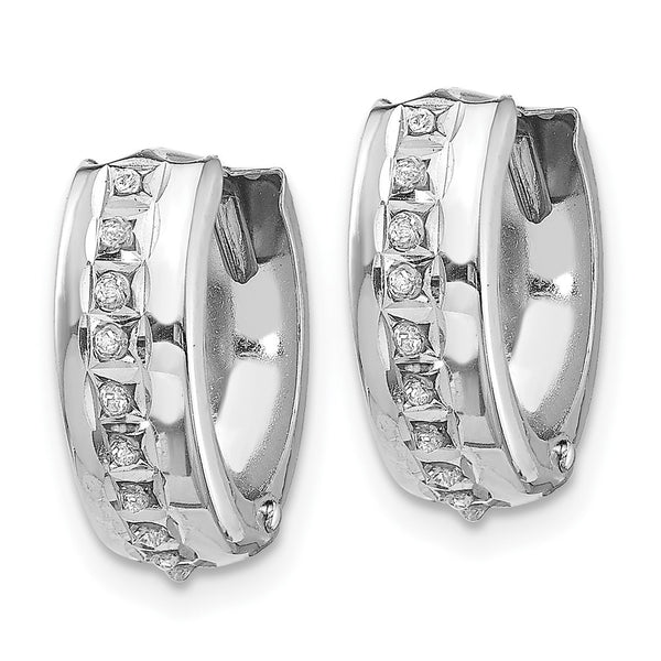 Diamond Fascination Hinged / Huggie Diamond Accent Hoop Earrings in 14KT White Gold