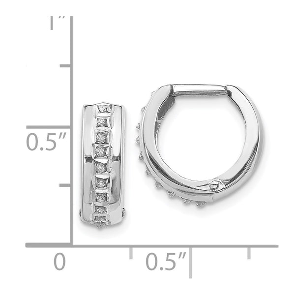 Diamond Fascination Hinged / Huggie Diamond Accent Hoop Earrings in 14KT White Gold